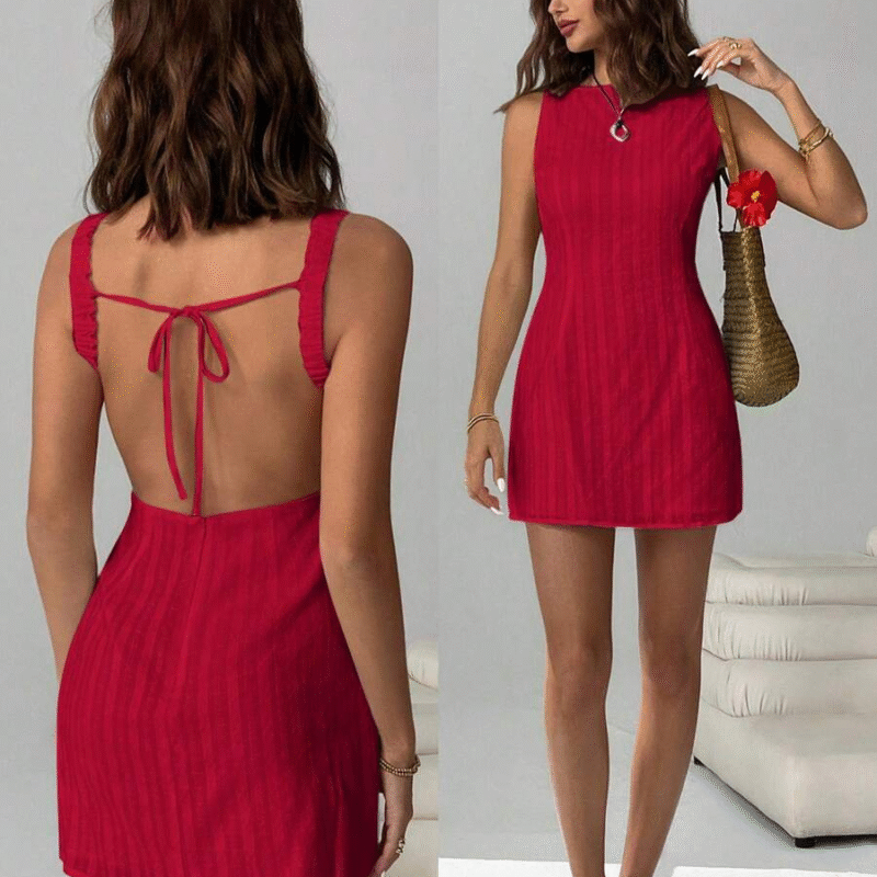 SHEIN EZwear Vestido mini de unicolor con espalda...