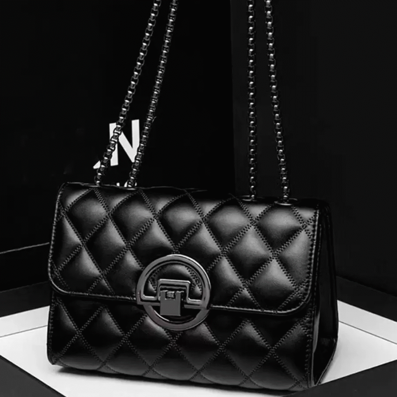 Bolso de hombro ligero, informal, acolchado, con cadena...