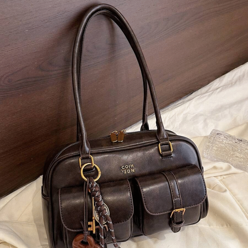 1 pieza Bolso de hombro de mujer de unicolor retro...