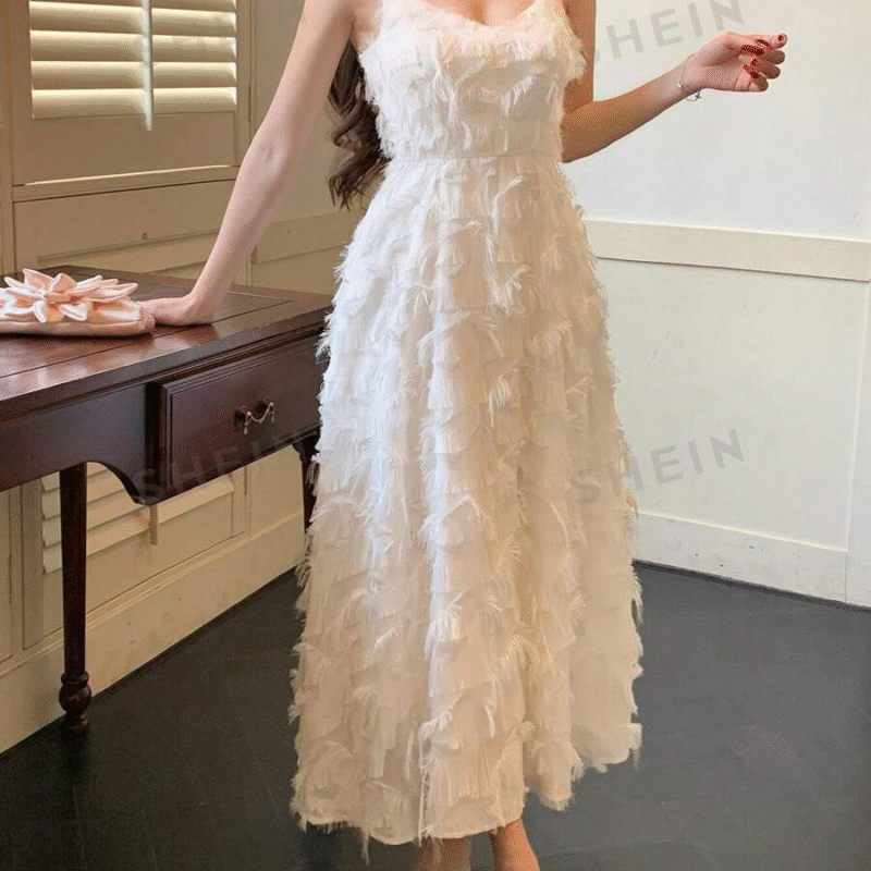 DAZY Vestido midi de mujer elegante de...