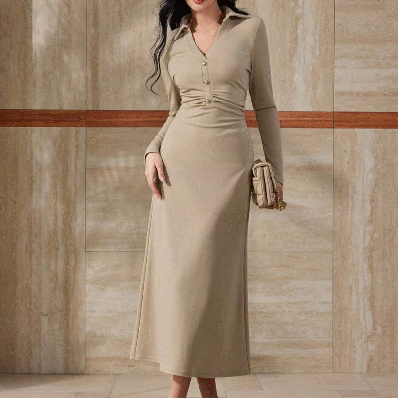 Modelyn Vestido midi de manga larga con hombros...