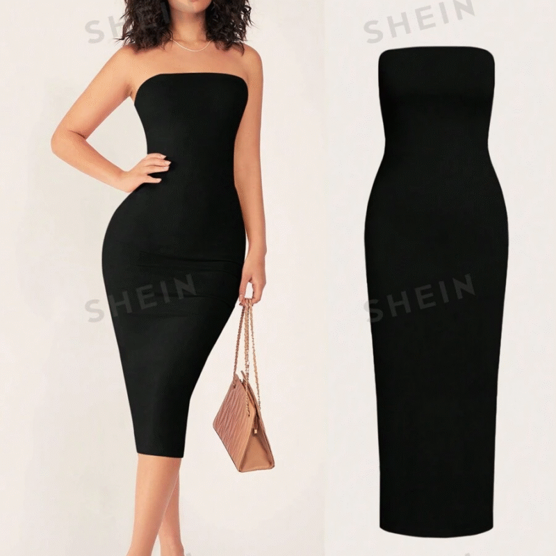 SHEIN BASICS Vestido casual de cena ajustado...
